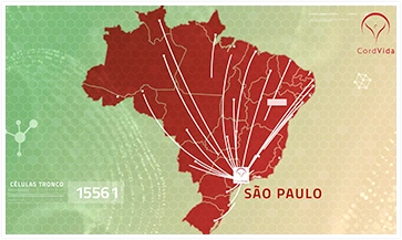 Ilustração de mapa do brasil destacando áreas onde a CordVida atua
